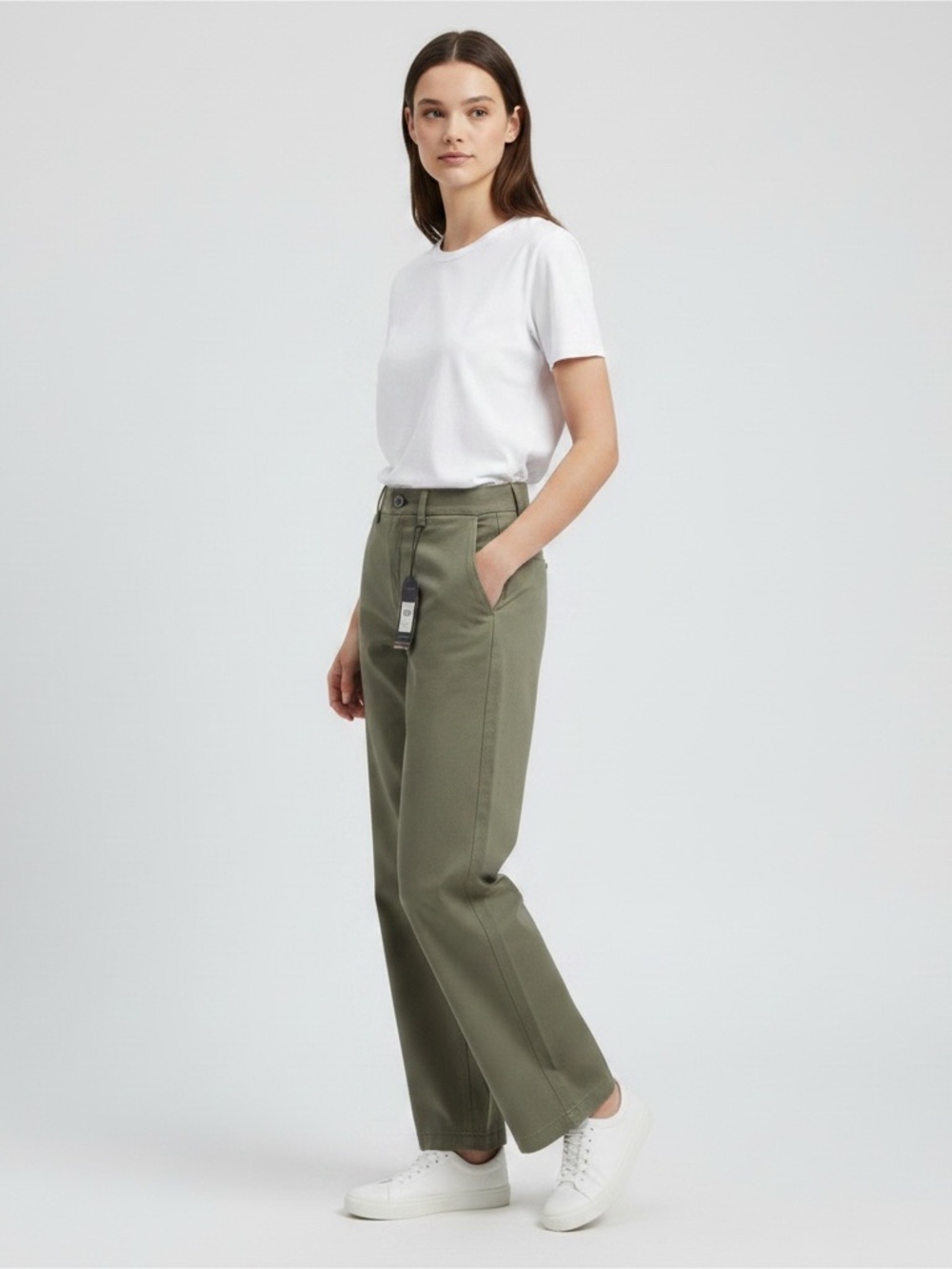 Ben Sherman Straight Leg Chino Women  Pants in Olive Green Size 30W - NWT